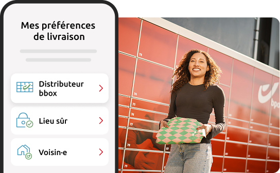 Composition de l'app et une femme devant un bbox